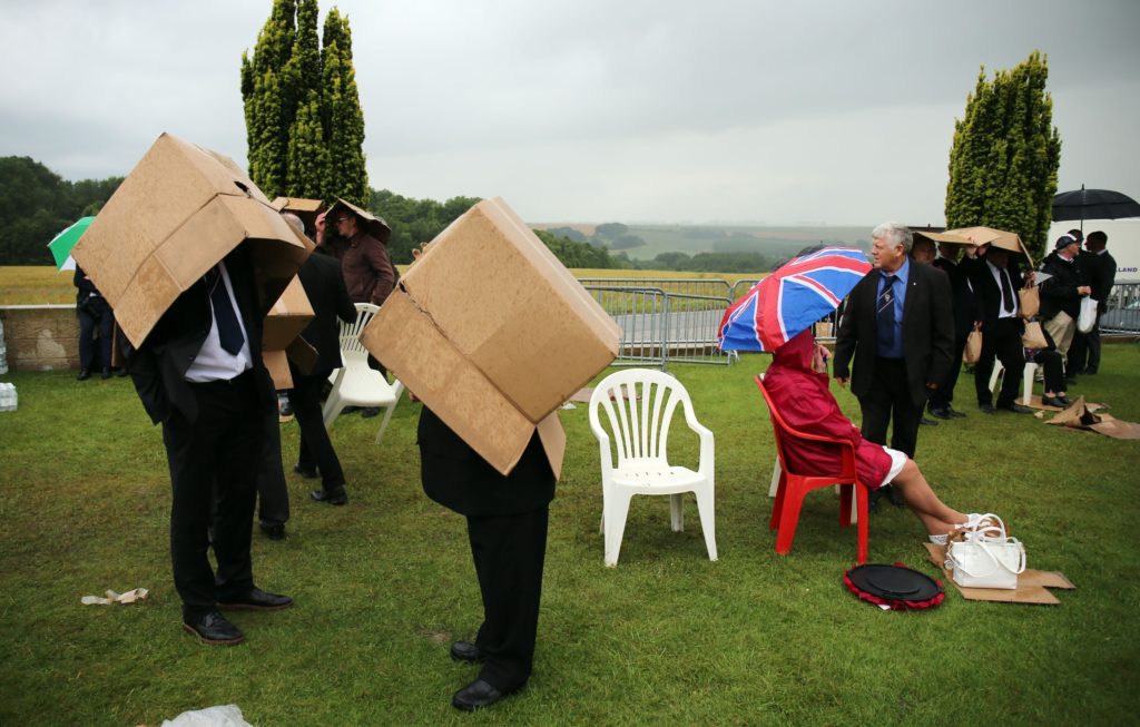 guests waited ahead of a service to mark the 100th anniversary of the start of the Battle of the Somme.